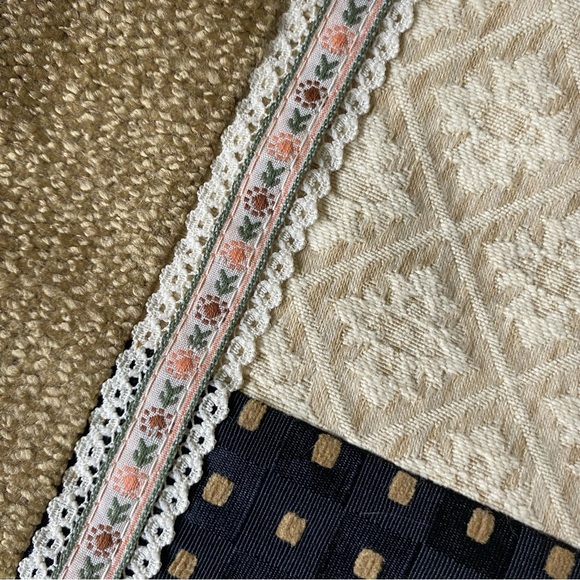 Crossbody Bag Hand made NWT Lace Fabric Ribbon 9” X 8.5” Cord Strap Beige Black - Picture 6 of 16